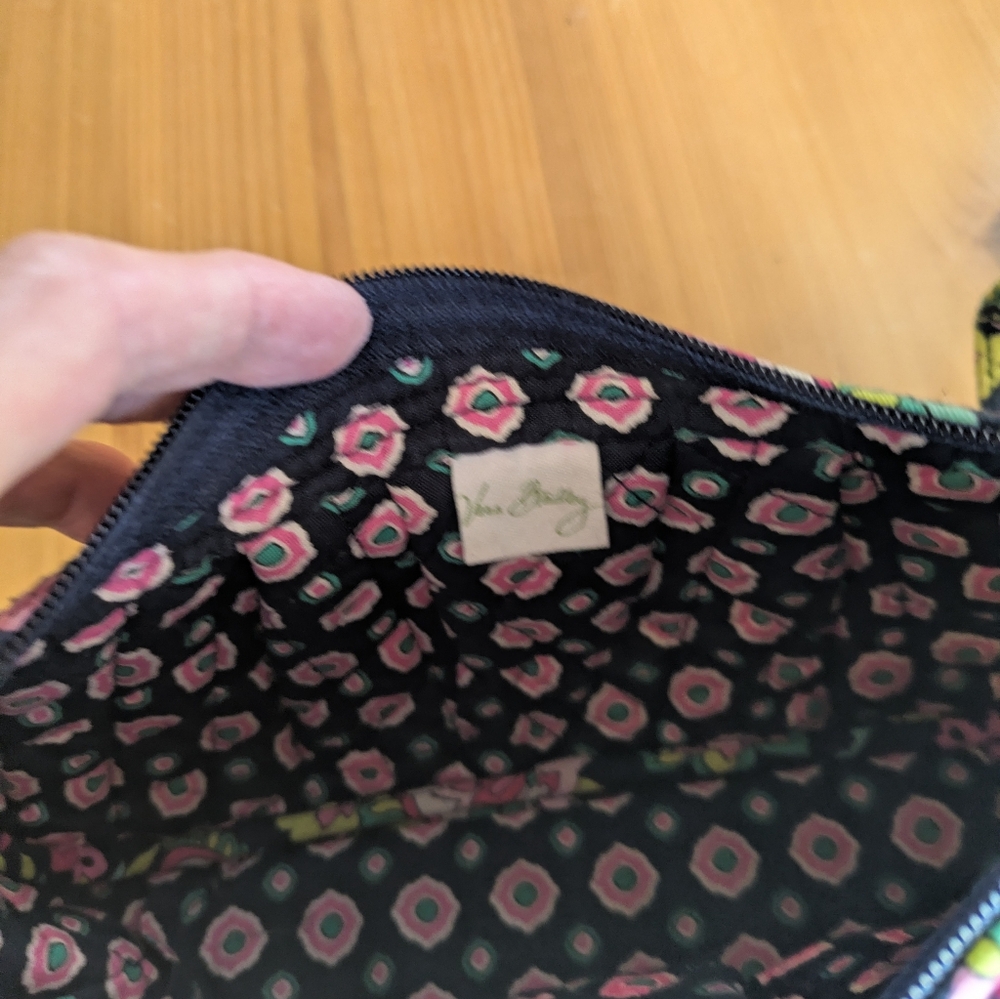 Vera Bradley Black Floral Paisley Quilted Wristlet Shoulder Bag with Card Case - Picture 6 of 6